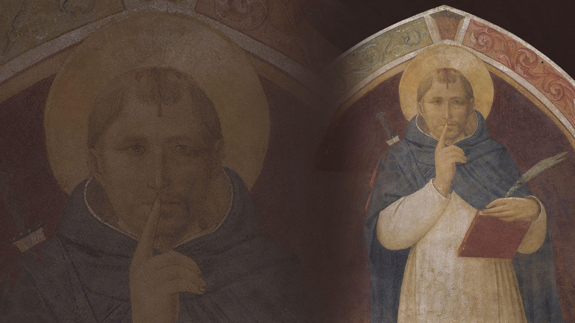 Immagine di copertina del Colloquio Malatestiano 2026, “Dire tacendo. Le figure del silenzio nelle arti della parola” (Beato Angelico, ‘San Pietro Martire che ingiunge il silenzio’ (ca. 1442)